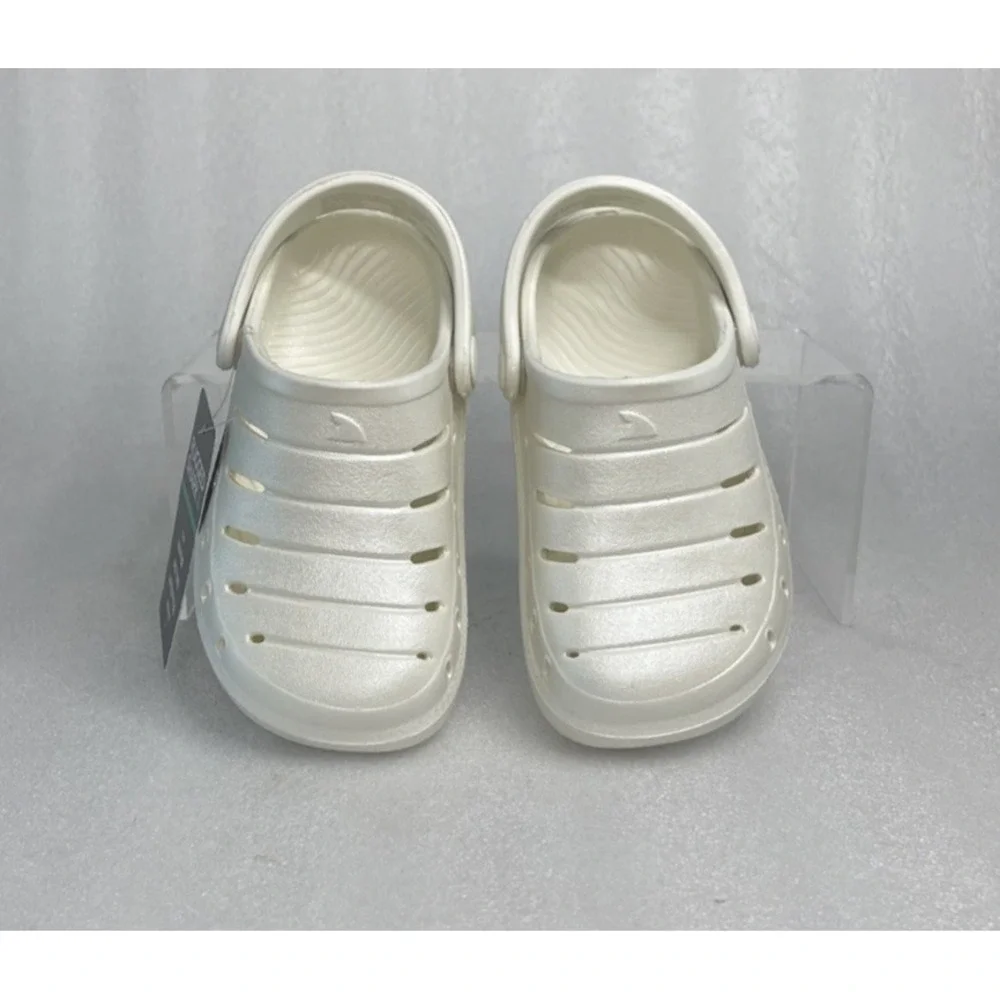 Rugged Shark Eva White Pearl Clogs Slip on Sandals Toddler Girls Size 8 NEW
